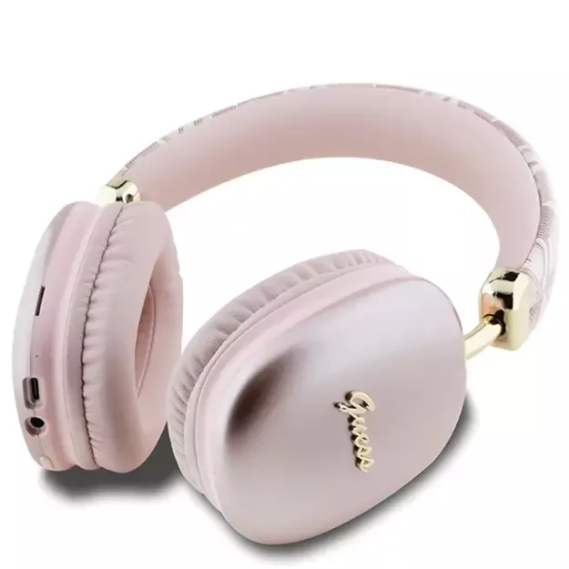 Guess GCube Metallic Script Logo Headphones - Pink 4