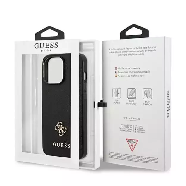 Guess Saffiano 4G Small Metal Logo case for iPhone 13 Pro / 13 6.1&quot  - black 14