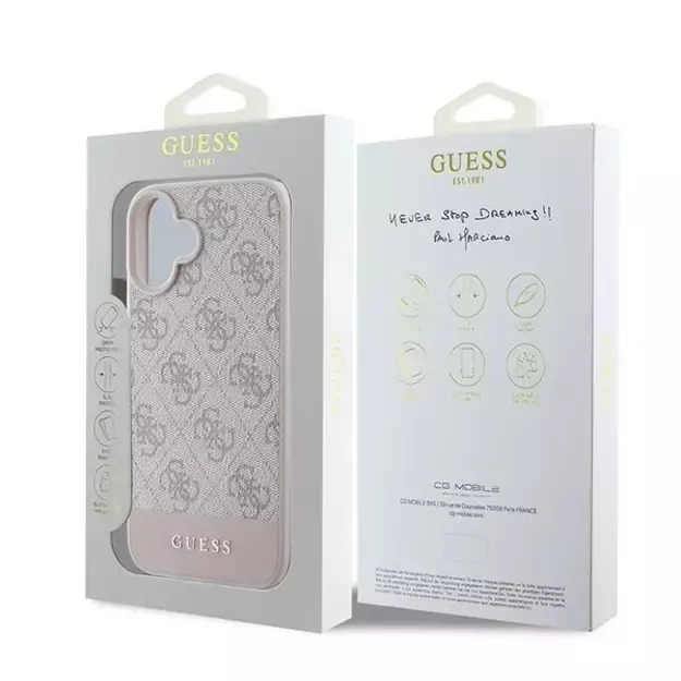 Guess 4G Bottom Stripe Case for iPhone 16 Plus 6.7&quot  - Pink 14