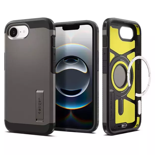 Spigen Tough Armor Case with MagSafe for iPhone 16e with Stand - Gray 20