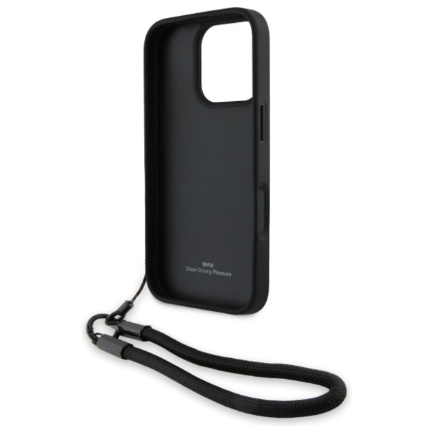 BMW Signature Leather Wordmark Cord Case for iPhone 16 Pro - Black 5