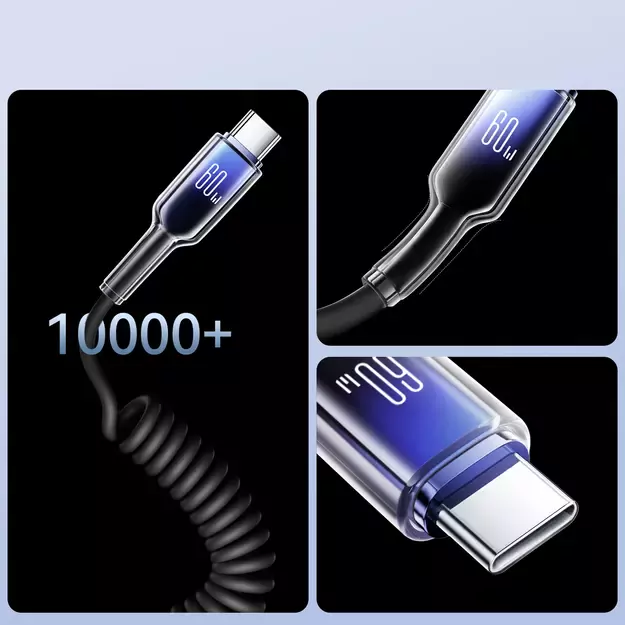 Joyroom S-A43 Crystal-Clear Series 60W USB-C - USB-C spiral cable 1.5m - black 4