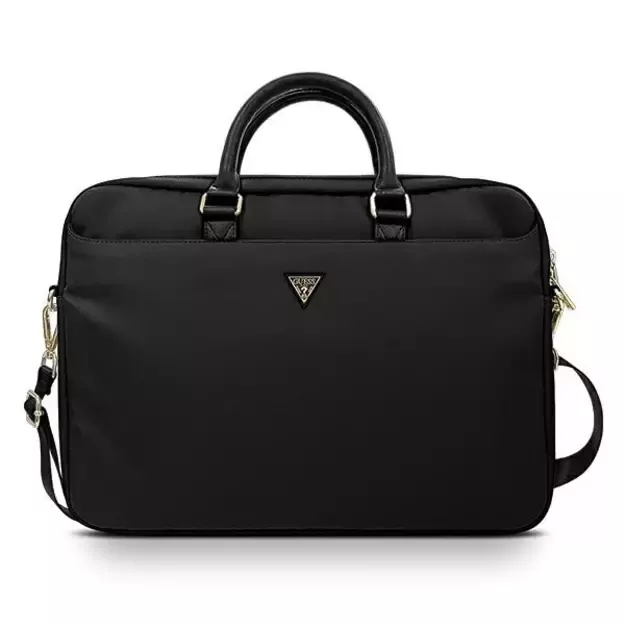 Guess Nylon Triangle Logo bag for a 16&quot  laptop - black