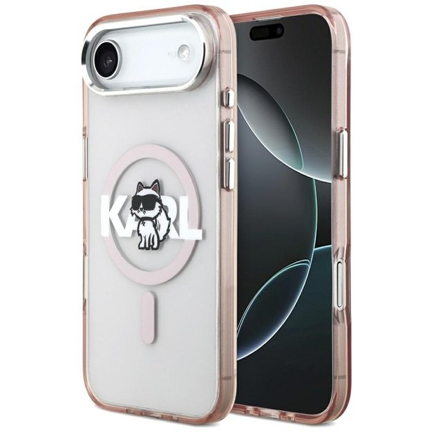 Karl Lagerfeld IML Choupette Sketch Logo MagSafe Case for iPhone 17 Air - Pink
