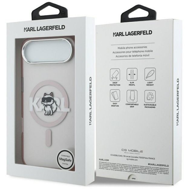 Karl Lagerfeld IML Choupette Sketch Logo MagSafe Case for iPhone 17 Air - Pink 7