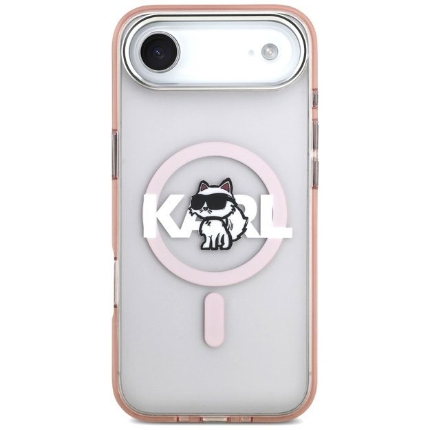 Karl Lagerfeld IML Choupette Sketch Logo MagSafe Case for iPhone 17 Air - Pink 2