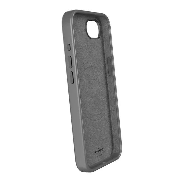 Puro Liquid Silicon Cover  ICON MAG PRO  with Magsafe, metal buttons and camera ring for iPhone 16E, black 2