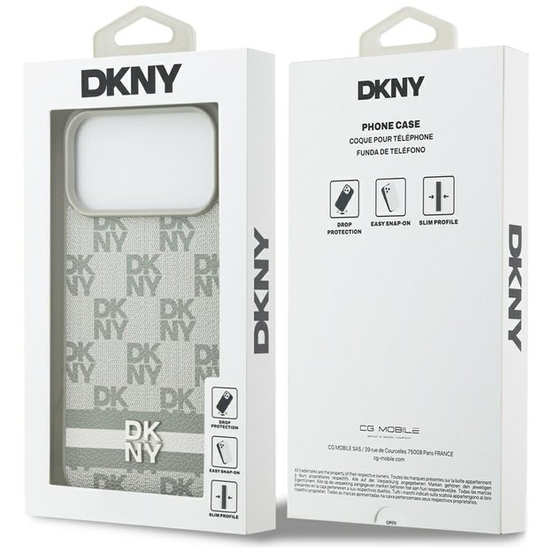 DKNY Checkered with Printed Stripes Case for iPhone 17 Pro Max - Beige 7