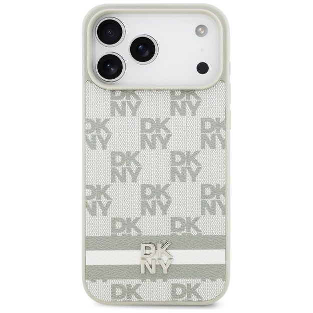 DKNY Checkered with Printed Stripes Case for iPhone 17 Pro Max - Beige 2