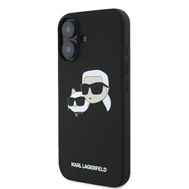 Karl Lagerfeld Silicone Nauble Heads Print MagSafe Case for iPhone 16 - Black 1