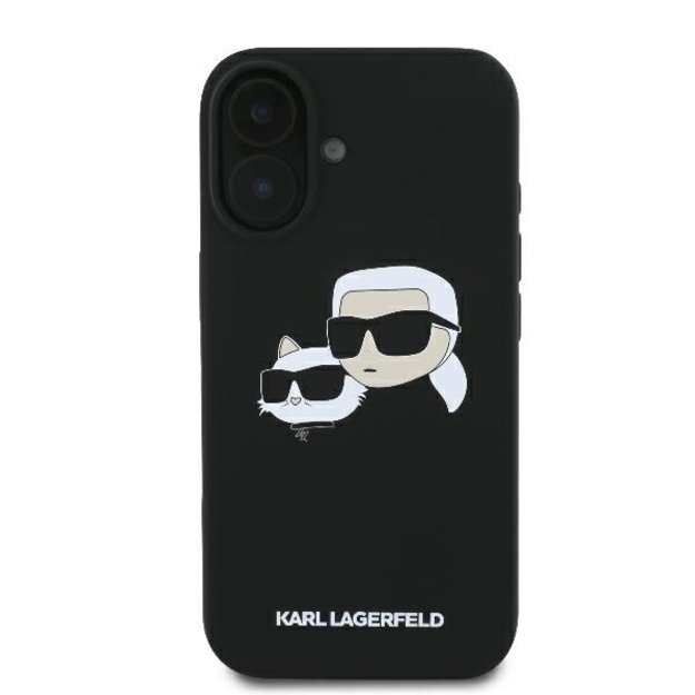 Karl Lagerfeld Silicone Nauble Heads Print MagSafe Case for iPhone 16 - Black 2
