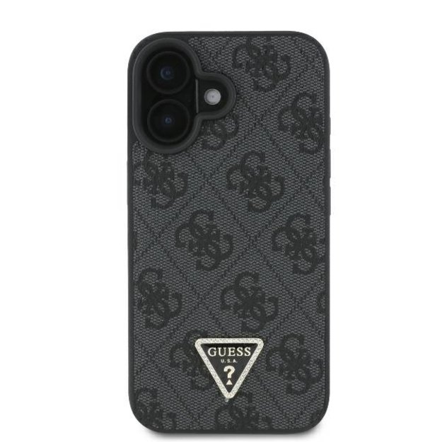Guess Leather 4G Triangle Strass MagSafe Case for iPhone 16 - Black 2