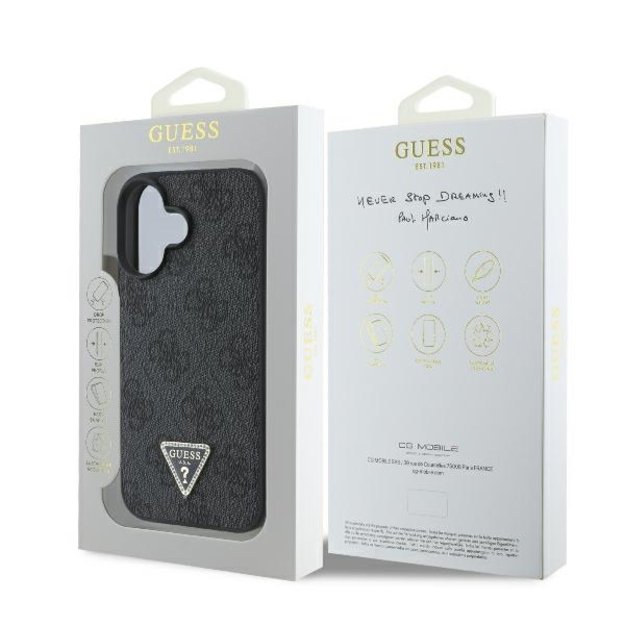 Guess Leather 4G Triangle Strass MagSafe Case for iPhone 16 - Black 7