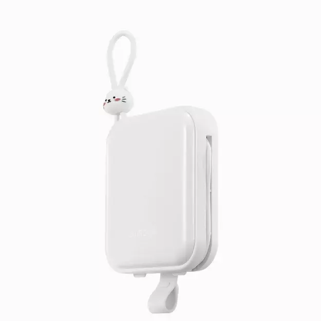 Joyroom powerbank with USB C and Lightning cables and Cutie Series stand 10000mAh 22.5W white (JR-L008) 30