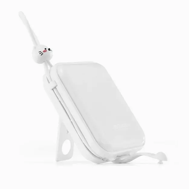 Joyroom powerbank with USB C and Lightning cables and Cutie Series stand 10000mAh 22.5W white (JR-L008) 28