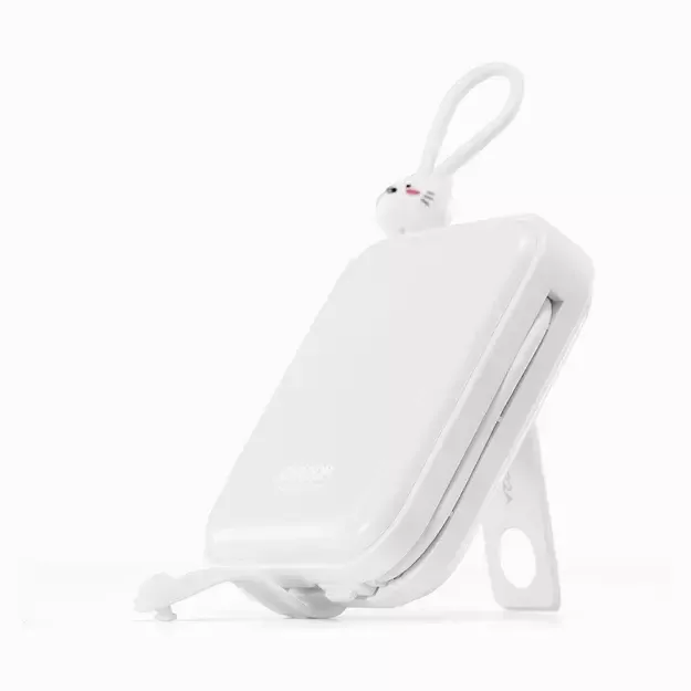 Joyroom powerbank with USB C and Lightning cables and Cutie Series stand 10000mAh 22.5W white (JR-L008) 5