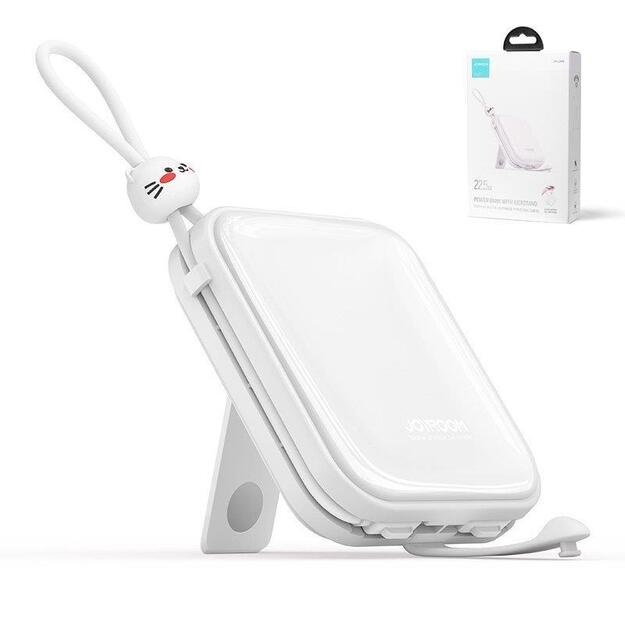 Joyroom powerbank with USB C and Lightning cables and Cutie Series stand 10000mAh 22.5W white (JR-L008) 25