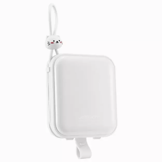 Joyroom powerbank with USB C and Lightning cables and Cutie Series stand 10000mAh 22.5W white (JR-L008) 2