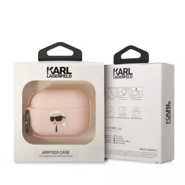 Karl Lagerfeld KLAP2RUNIKP AirPods Pro 2 cover pink/pink Silicone Karl Head 3D 3
