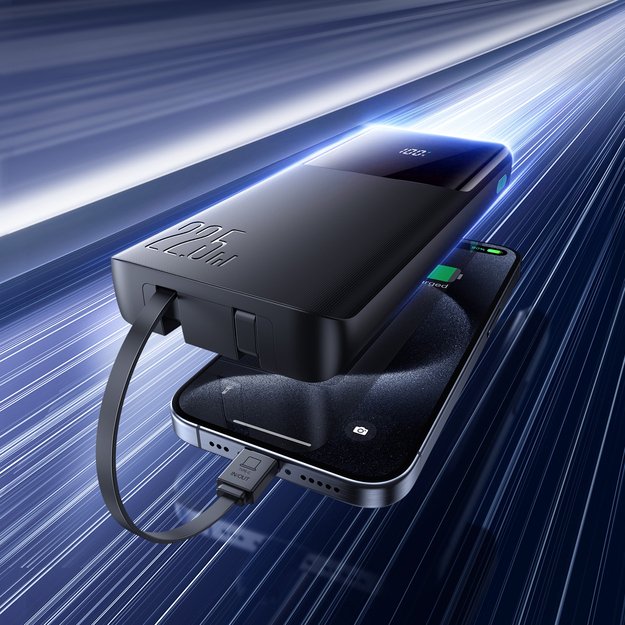 Joyroom JR-PBF19 22.5W 10000mAh Powerbank with Two Built-in Cables - Black 7