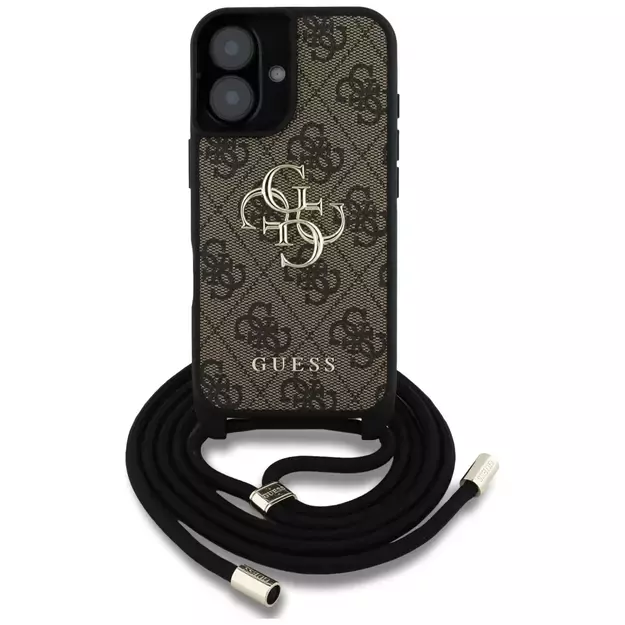 Guess 4G Big Logo Cord Stap Crossbody Case for iPhone 16 Plus Brown 7