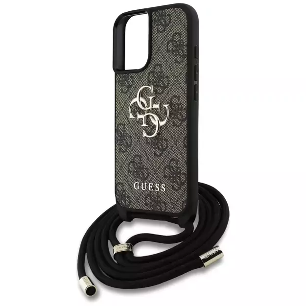 Guess 4G Big Logo Cord Stap Crossbody Case for iPhone 16 Plus Brown 10