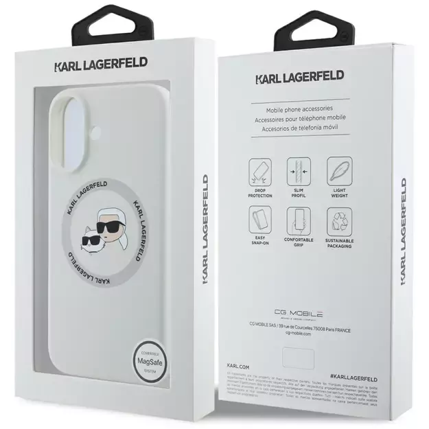 Karl Lagerfeld Silicone Double Heads And Circle MagSafe case for iPhone 16 beige 14