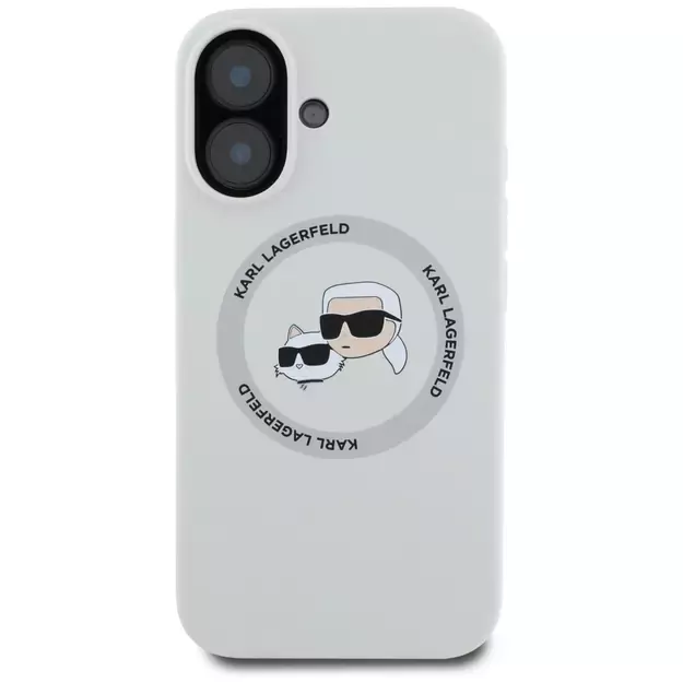 Karl Lagerfeld Silicone Double Heads And Circle MagSafe case for iPhone 16 beige 9