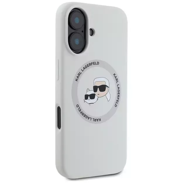 Karl Lagerfeld Silicone Double Heads And Circle MagSafe case for iPhone 16 beige 10