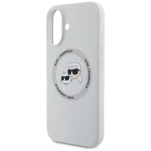 Karl Lagerfeld Silicone Double Heads And Circle MagSafe case for iPhone 16 beige 12