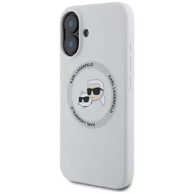 Karl Lagerfeld Silicone Double Heads And Circle MagSafe case for iPhone 16 beige 8