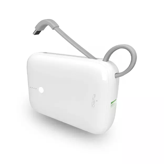 Puro Power Link 10 Plus 10000mAh Power Bank with Built-in USB-C Cable – White 1