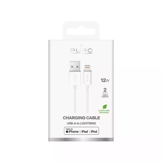 Puro TPE 12W USB-A - Lightning Cable 2m - White 3