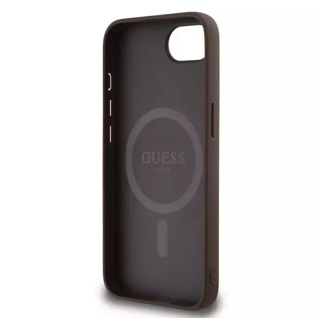 Guess PU 4G Peony case with MagSafe for iPhone 16e - brown 13