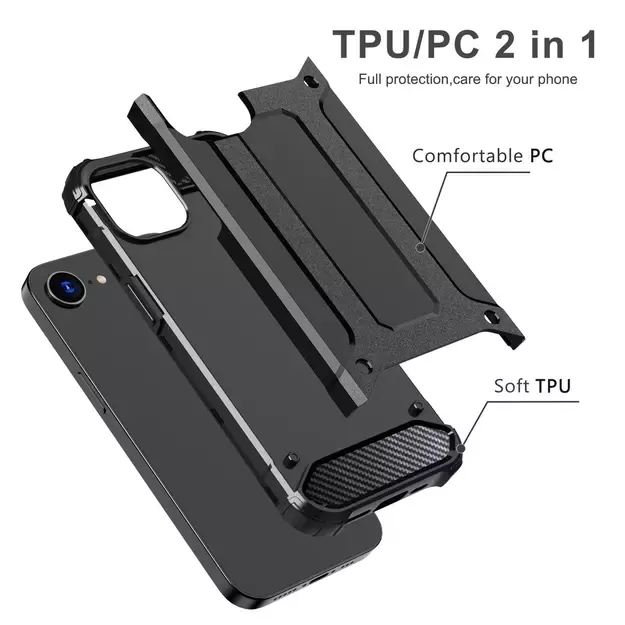 Hybrid Armor Case for iPhone 16e - Black 14