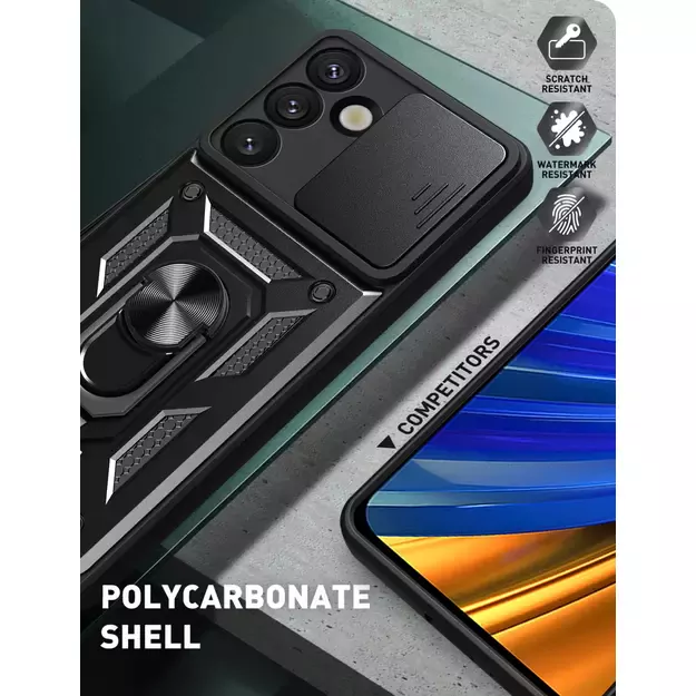 Hybrid Armor Camshield with Stand and Camera Cover for Samsung Galaxy S25 Edge - Black 9