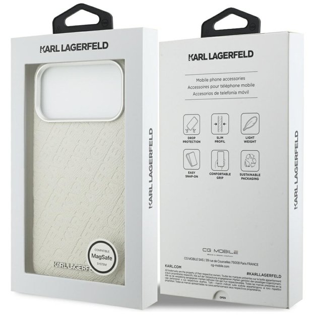 Karl Lagerfeld FW Stamped Karl MagSafe Case for iPhone 17 Pro Max - Beige 7
