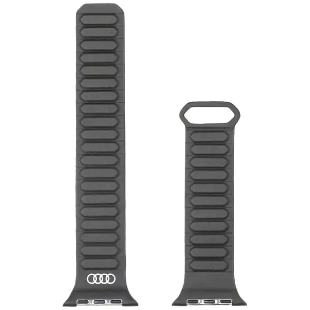 Audi Logo Synthetic Leather Magnetic Ring Strap for Apple Watch 44/45/46/49 mm - Black 2