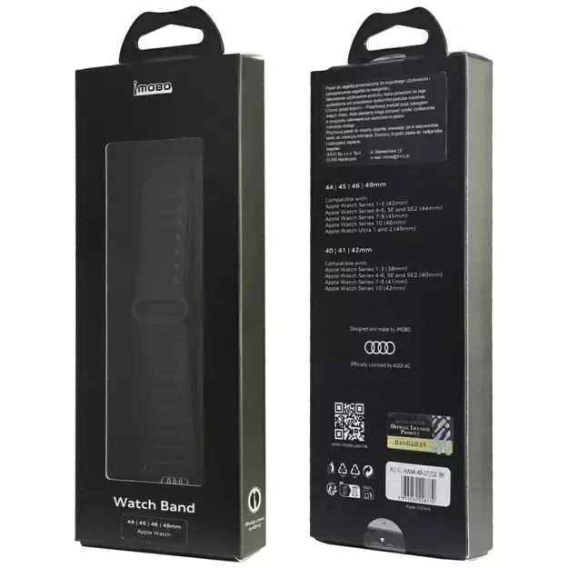 Audi Logo Synthetic Leather Magnetic Ring Strap for Apple Watch 44/45/46/49 mm - Black 3
