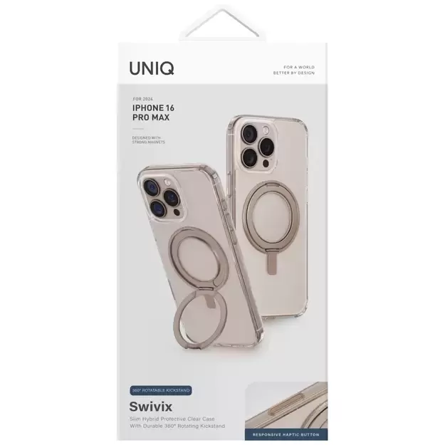 Uniq Swivix 360 Rotating Kickstand Case for iPhone 16 Pro Max - Gold 3