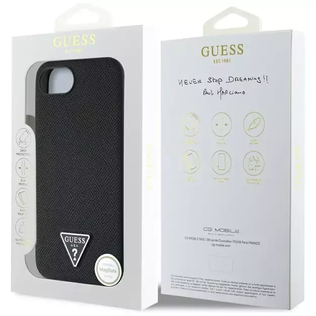 Guess Grained Triangle MagSafe case for iPhone 16e - black 7
