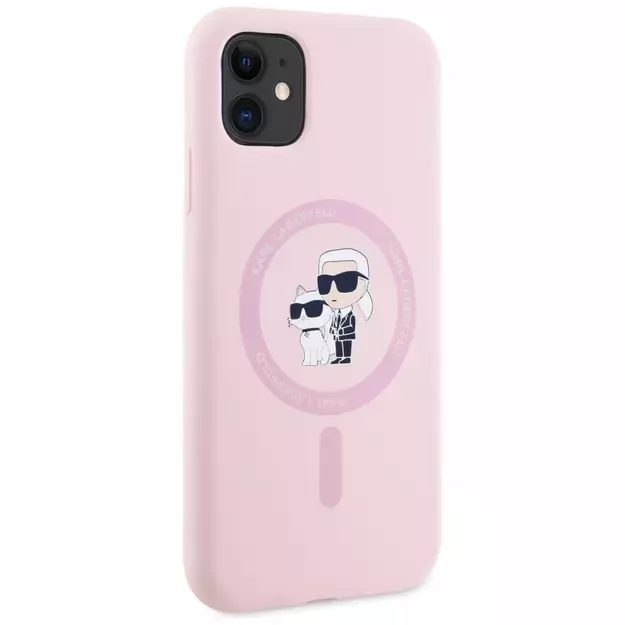 Karl Lagerfeld Silicone Karl&amp Choupette MagSafe iPhone 11 Case - Pink 3