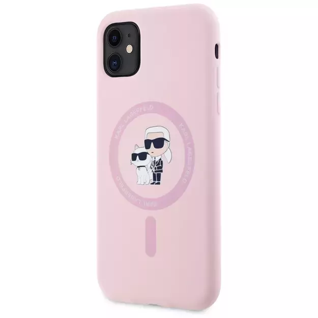 Karl Lagerfeld Silicone Karl&amp Choupette MagSafe iPhone 11 Case - Pink 1