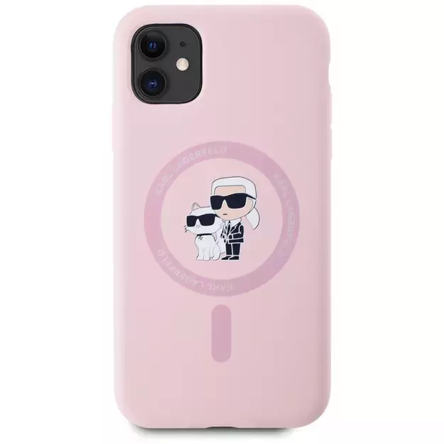 Karl Lagerfeld Silicone Karl&amp Choupette MagSafe iPhone 11 Case - Pink 2