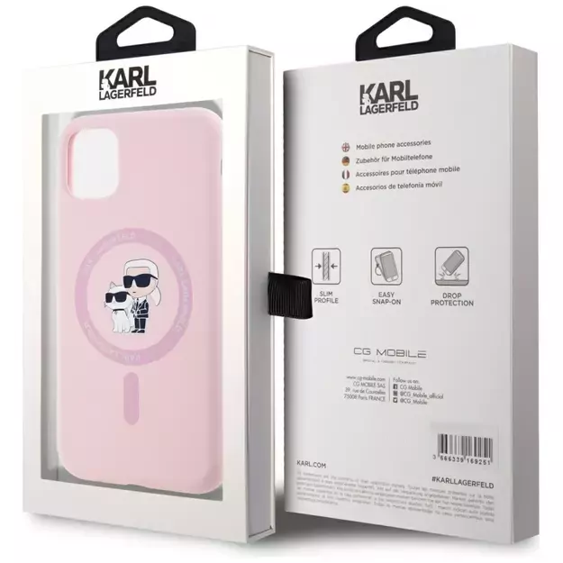Karl Lagerfeld Silicone Karl&amp Choupette MagSafe iPhone 11 Case - Pink 7