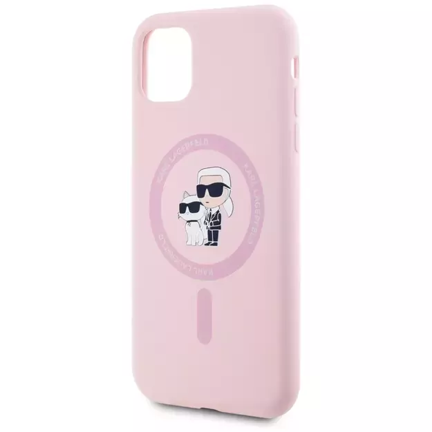 Karl Lagerfeld Silicone Karl&amp Choupette MagSafe iPhone 11 Case - Pink 5