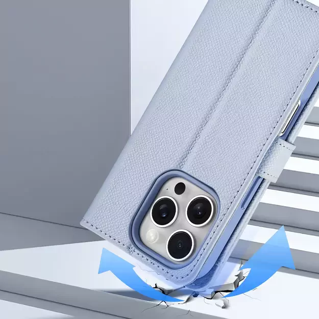 Dux Ducis Lawa Leather Case for iPhone 16 Pro Max with Detachable Magnetic Wallet - Blue 9