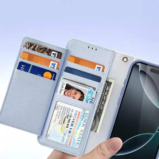 Dux Ducis Lawa Leather Case for iPhone 16 Pro Max with Detachable Magnetic Wallet - Blue 6