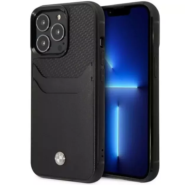 Case BMW BMHCP14L22RSEPK iPhone 14 Pro 6.1&quot  black/black Leather Card Slot