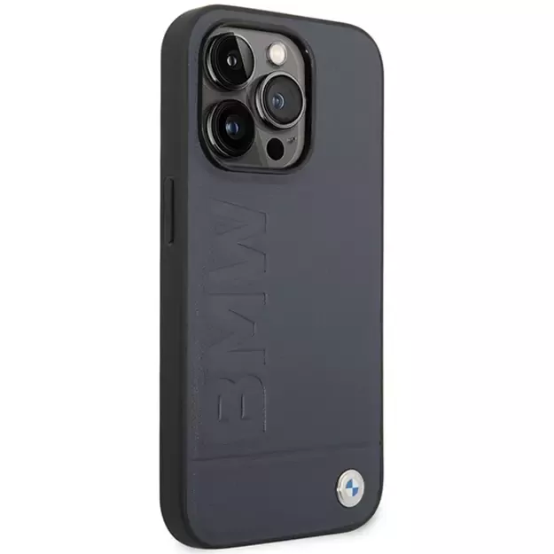 Case BMW BMHMP14XSLLNA iPhone 14 Pro Max 6.7&quot  navy/navy hardcase Leather Hot Stamp MagSafe 3